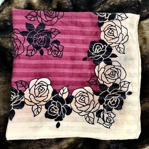 LANVIN Vintage Rose Stripe Silk Chiffon Mini Scarf